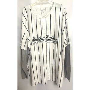 Boohoo Baseball Long Sleeves Strips Shirt 2XL Dark Spots All Over The Shirt
